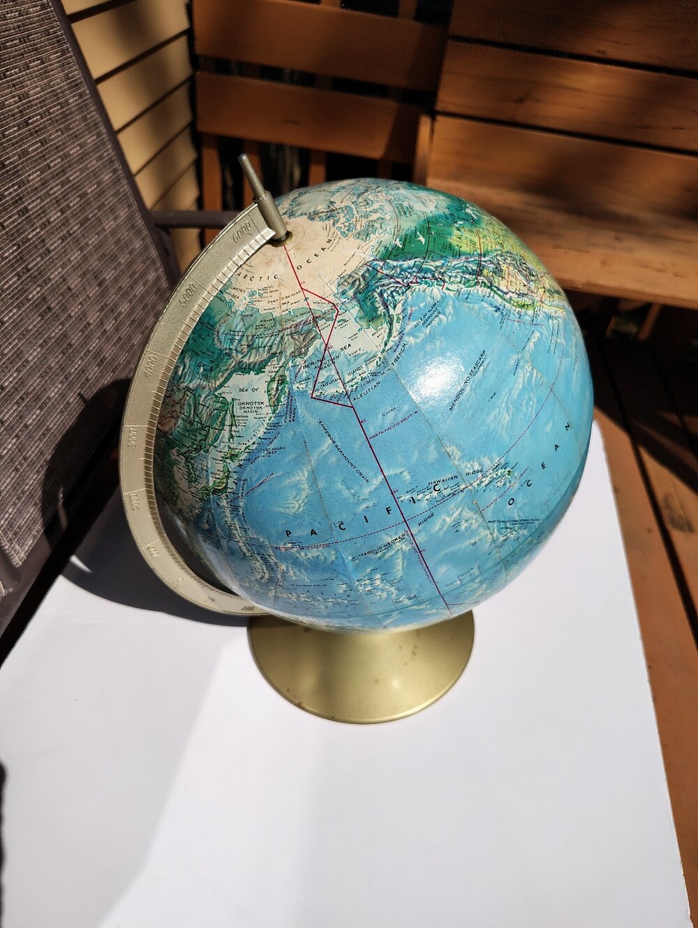Vintage Rand McNally World Portrait Globe with a Metal Base 12"